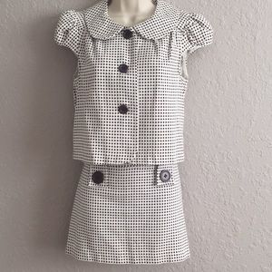 Polka dot Brown and Beige suit for work.